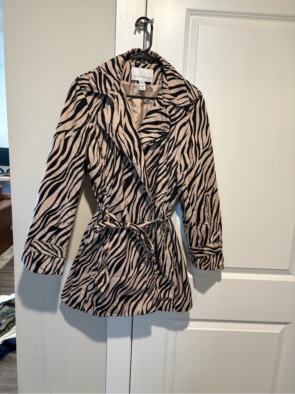 Jaclyn Smith Women’s XL Zebra Print Belted Coat